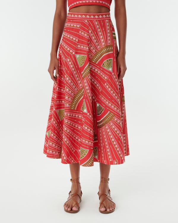 Emporio Sirenuse Tasha Skirt With Japanese Peacock Embroidery