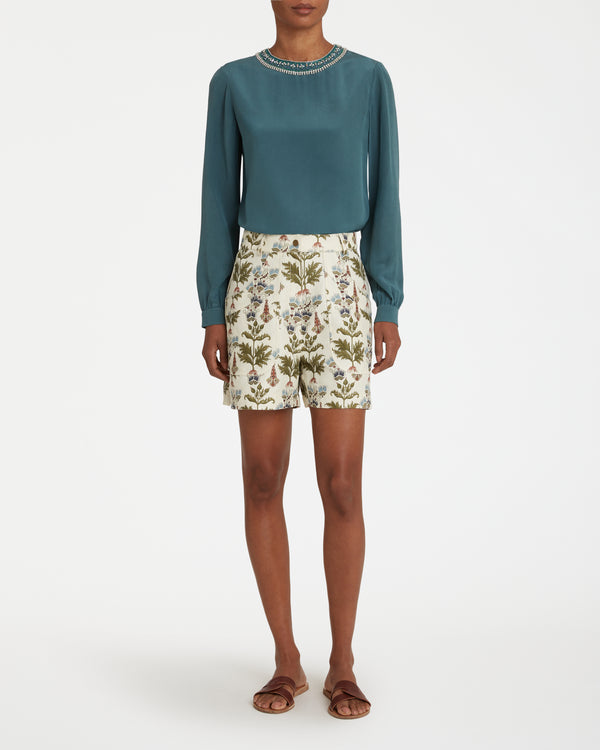 Emporio Sirenuse Teia Shorts In Persian Botanic Print