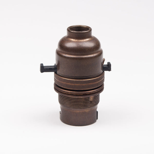 Enamel Shades 12" Threaded Switched Bayonet Period Lampholder with grip - Old English Brass