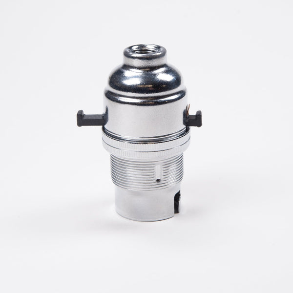 Enamel Shades 12" Threaded Switched Bayonet Period Lampholder with grip - Chrome