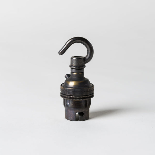 Enamel Shades Bayonet Period Lampholder with hook - Brushed Antique