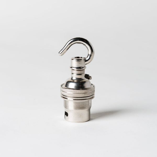 Enamel Shades Bayonet Period Lampholder with hook - Nickel