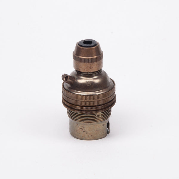 Enamel Shades Bayonet Period Lampholder with Integral cord grip - Old English Brass