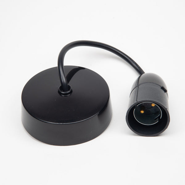 Enamel Shades Black Plastic 25cm Bayonet BC B22 Pendant Set Light Fitting