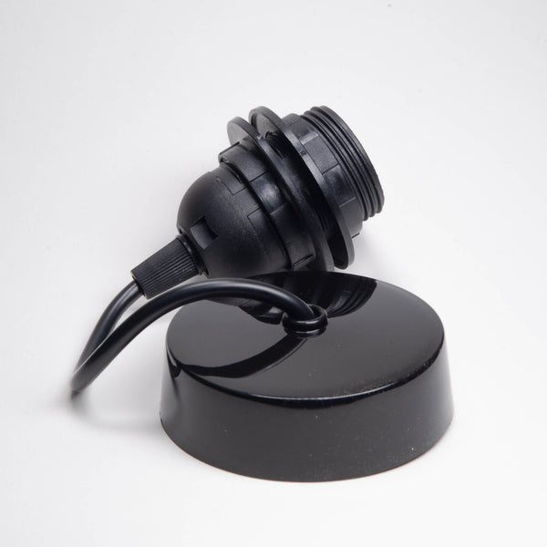 Enamel Shades Black Plastic 25cm E27 ES Pendant Set Light Fitting Complete
