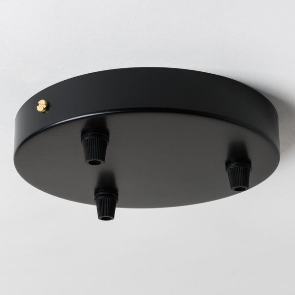 Enamel Shades Black Steel Ceiling Rose Large 160mm - 3 Outlets