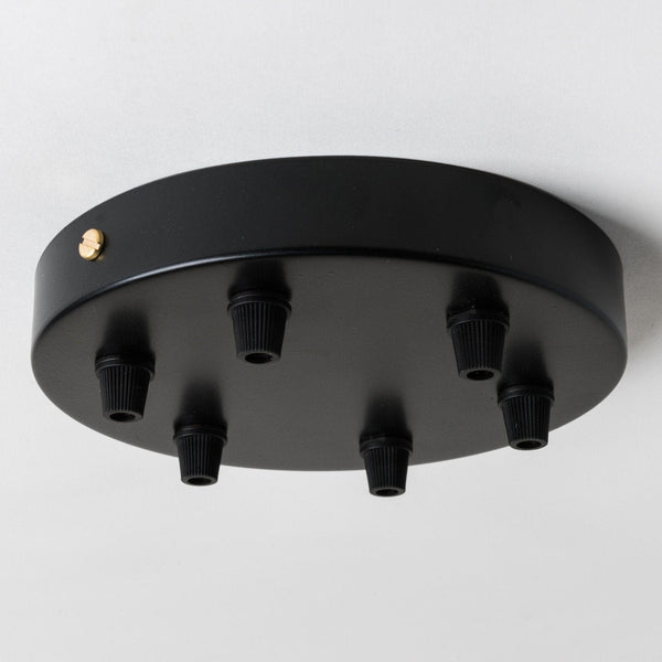 Enamel Shades Black Steel Ceiling Rose Large 160mm - 6 Outlets