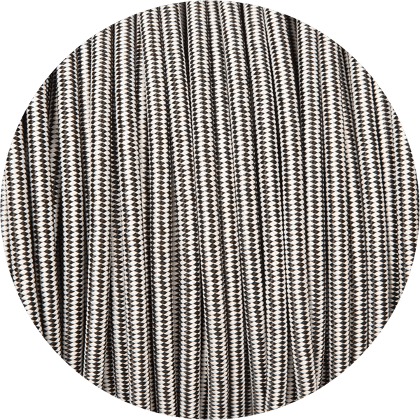Enamel Shades Black & White Diamond Round Fabric Braided Cable
