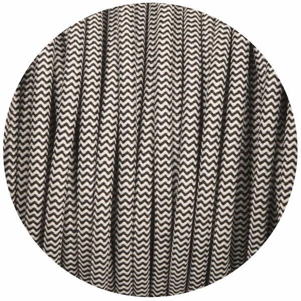 Enamel Shades Black & White Round Fabric Braided Cable
