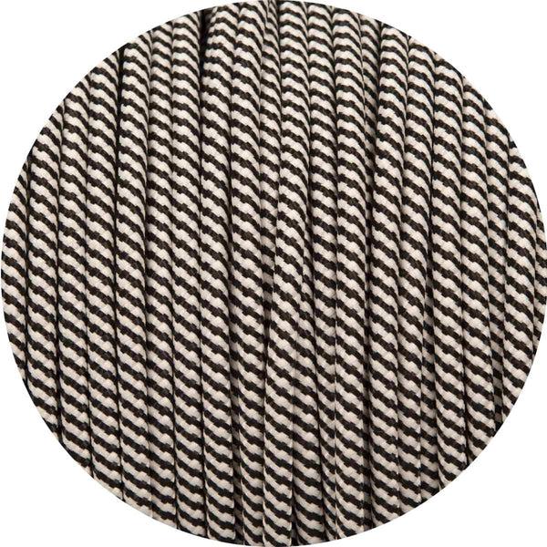 Enamel Shades Black & White Spiral Round Fabric Cable