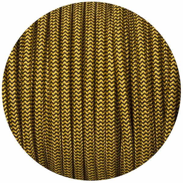 Enamel Shades Black & Yellow Round Fabric Braided Cable