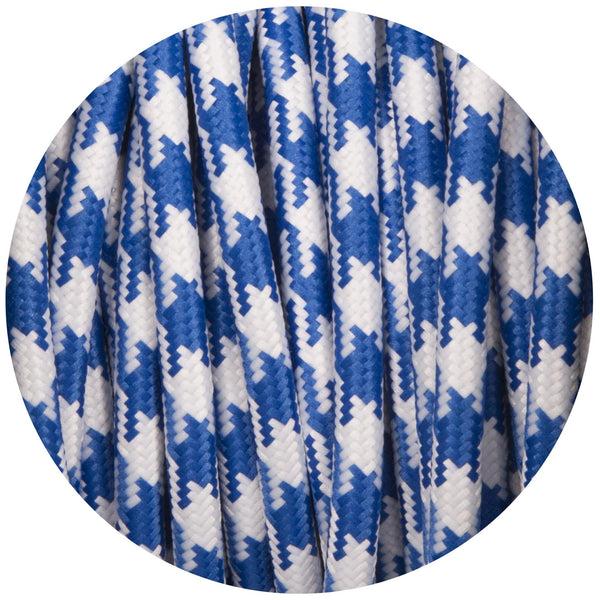 Enamel Shades Blue & White Dogtooth Round Fabric Braided Cable