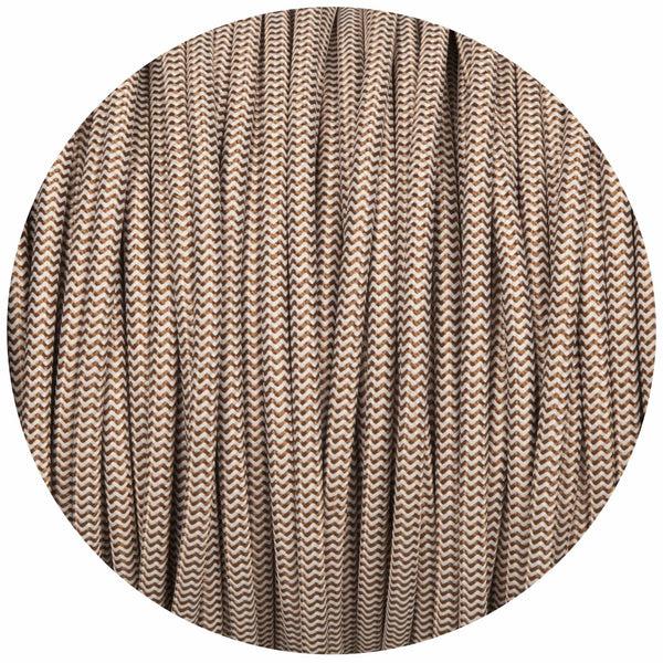 Enamel Shades Brown & White Round Fabric Braided Cable