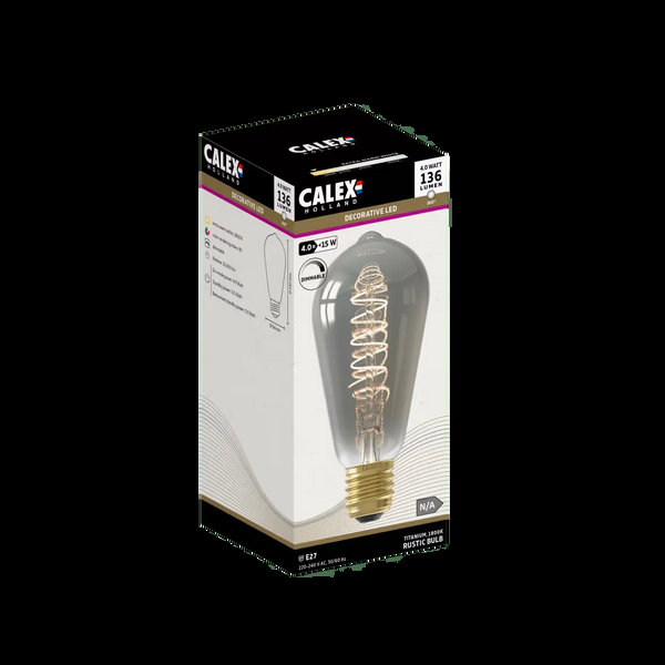 Enamel Shades Calex Titanium Spiral Pear Dimmable LED Flex Filament Bulb E27 4W ST64