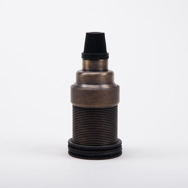 Enamel Shades E14 Solid Brass Lampholder with grip - Brushed Antique Brass