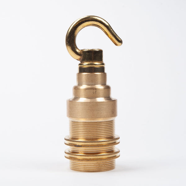 Enamel Shades E14 Solid Brass Lampholder with Hook - Brass