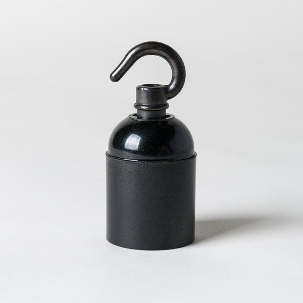 Enamel Shades E27 Black Plastic Plain Skirt Lampholder with hook