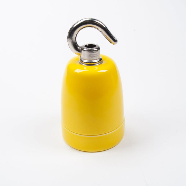 Enamel Shades E27 Ceramic Lampholder with hook - Yellow