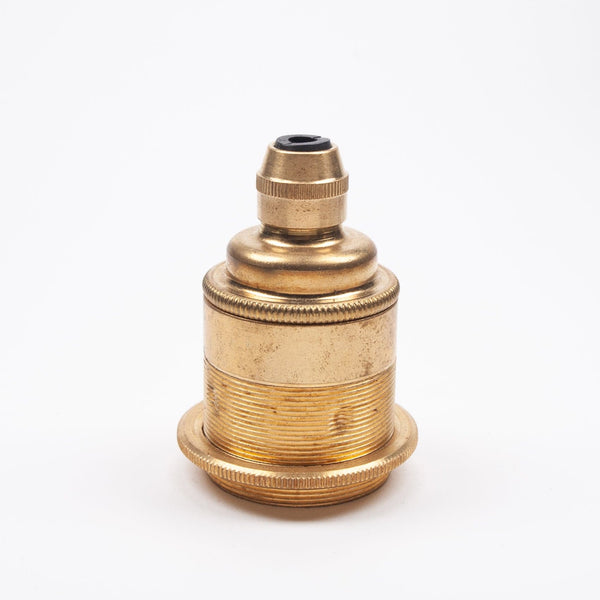 Enamel Shades E27 Period Lampholder with Integral Cord Grip - Brass