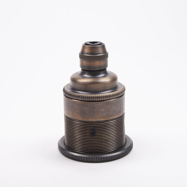 Enamel Shades E27 Period Lampholder with Integral Cord Grip - Brushed Antique Brass