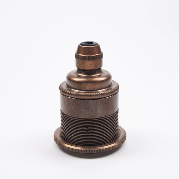 Enamel Shades E27 Period Lampholder with Integral Cord Grip - Old English Brass