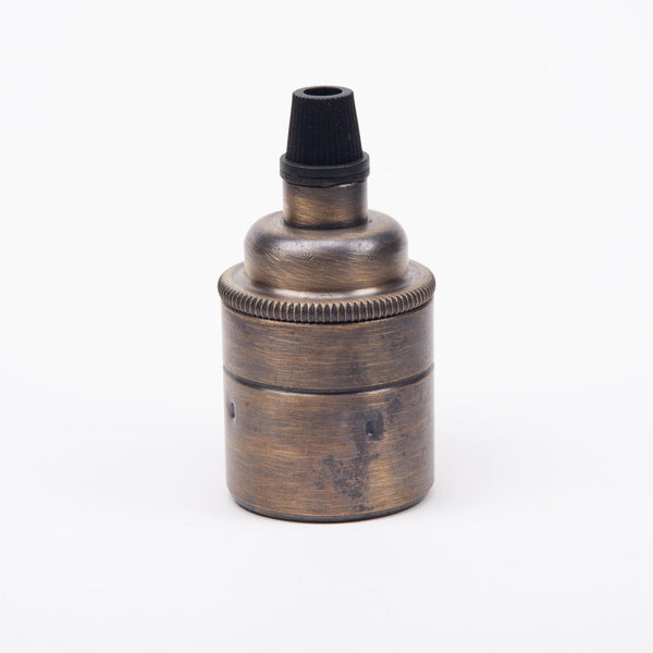 Enamel Shades E27 Plain Skirt Lampholder with grip - Brushed Antique Brass