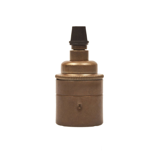 Enamel Shades E27 Plain Skirt Lampholder with grip - Old English Brass