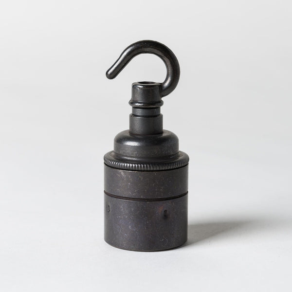 Enamel Shades E27 Plain Skirt Lampholder with hook - Bronze Black Brass