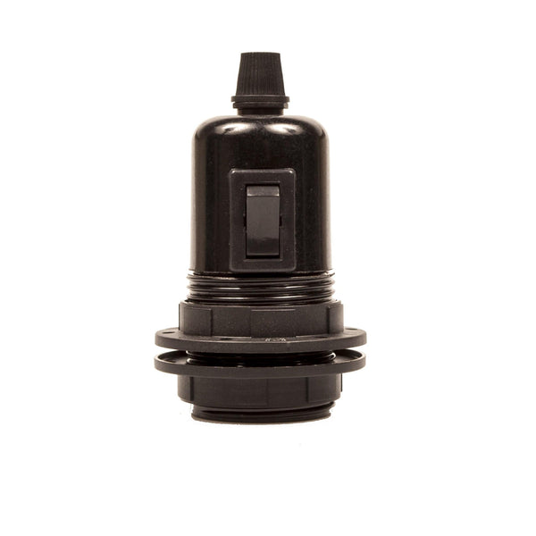 Enamel Shades E27 Switched Black Plastic Wide Ring Lampholder with grip