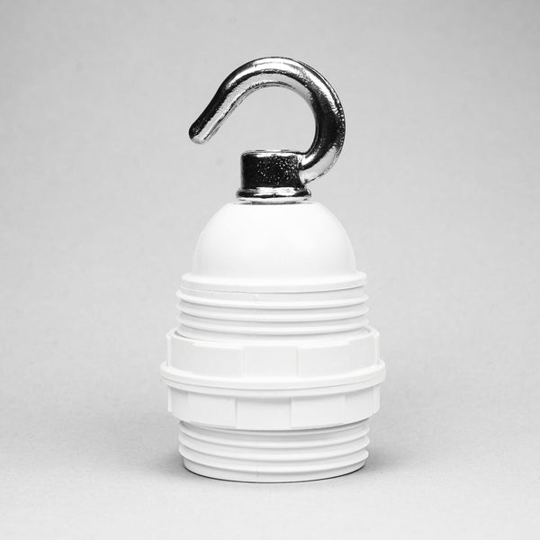 Enamel Shades E27 White Plastic Lampholder with silver hook