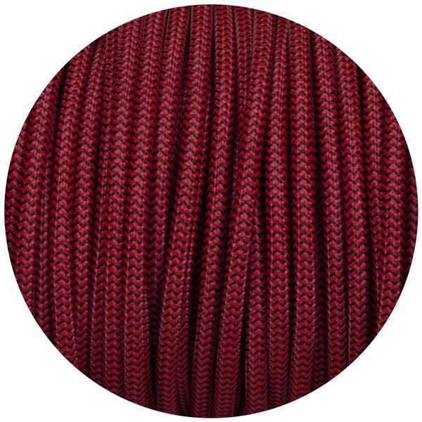 Enamel Shades Black & Red Round Fabric Braided Cable