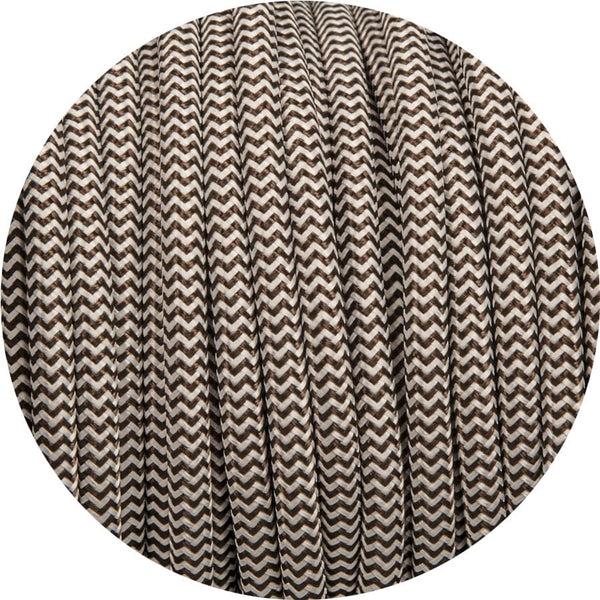 Enamel Shades Dark Brown & White Round Fabric Cable