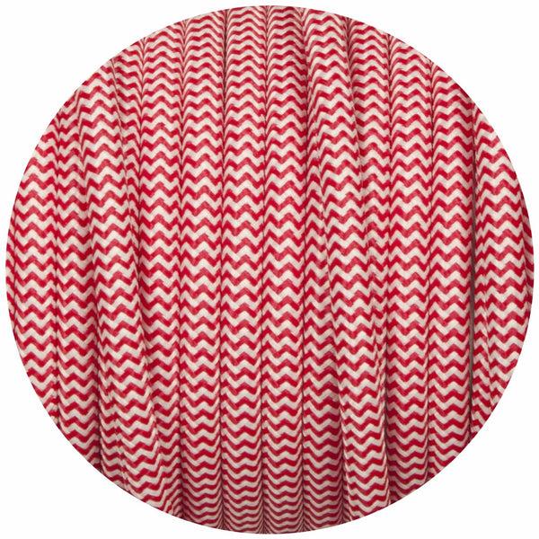 Enamel Shades Red & White Round Fabric Braided Cable