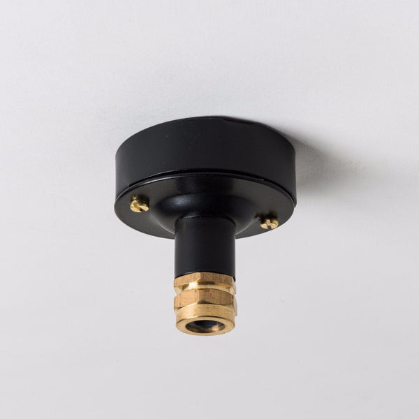 Enamel Shades Industrial Ceiling Rose with Brass Gland - Black
