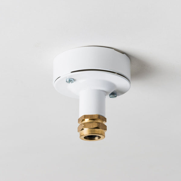 Enamel Shades Industrial Ceiling Rose with Brass Gland - White