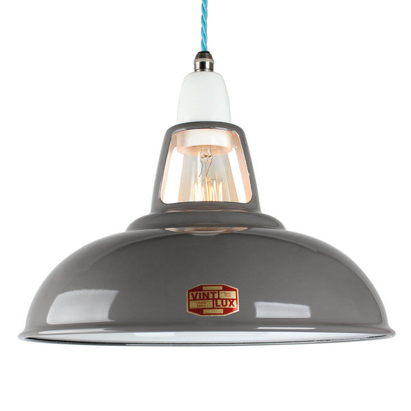 Enamel Shades LARGE VINTLUX '1933' SHADE ALL COLOURS - SHADE ONLY - CLASSIC GREY