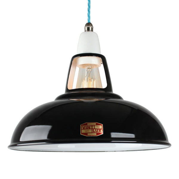 Enamel Shades LARGE VINTLUX '1933' SHADE ALL COLOURS - SHADE ONLY - MIDNIGHT BLACK