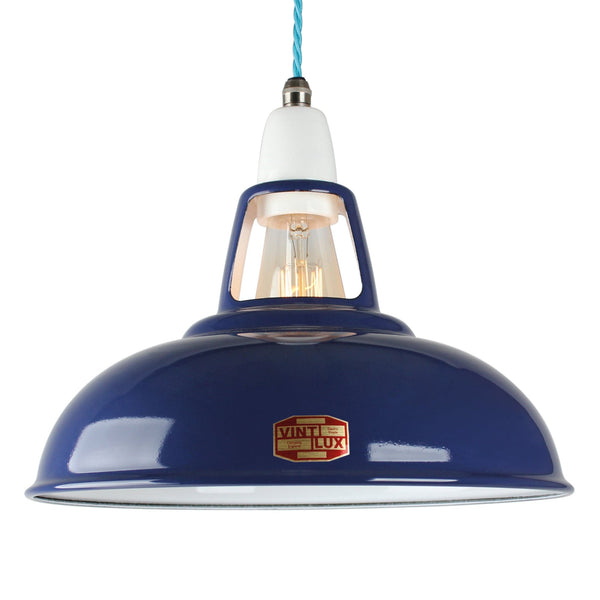 Enamel Shades LARGE VINTLUX '1933' SHADE ALL COLOURS - SHADE ONLY - NAVY BLUE