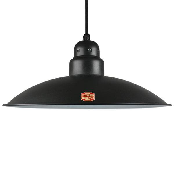 Enamel Shades Large Vintlux 'HX26' Steel Shade -Shade Only - Matt Black