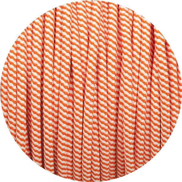 Enamel Shades Matt Orange & White Spiral Round Fabric Cable