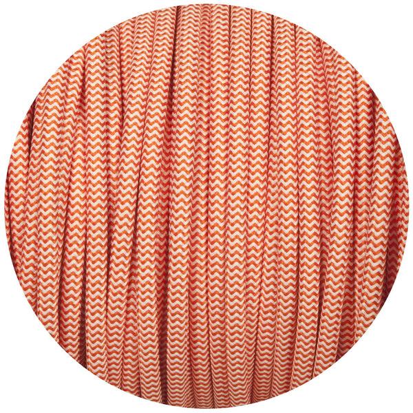 Enamel Shades Orange & White Round Fabric Braided Cable