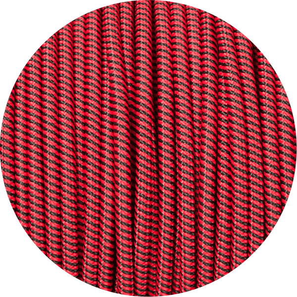 Enamel Shades Red & Black Spiral Round Fabric Braided Cable