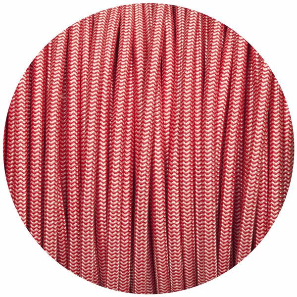 Enamel Shades Silver & Red Round Fabric Braided Cable