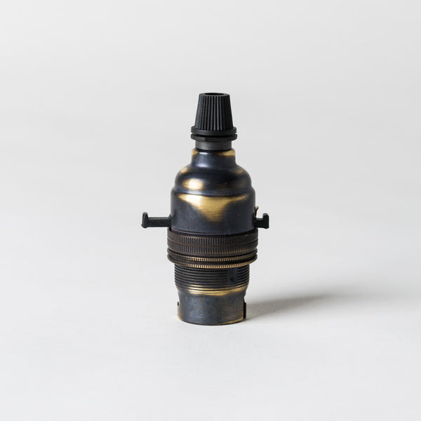 Enamel Shades Switched Bayonet Period Lampholder with grip - Brushed Antique