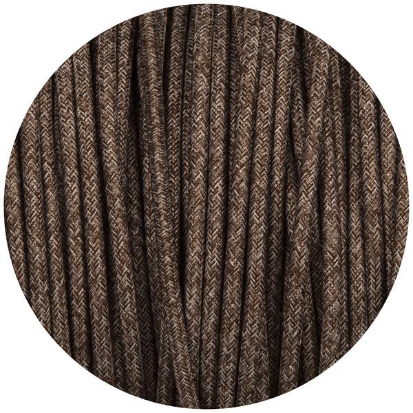 Enamel Shades Uniform Brown Canvas Round Fabric Braided Cable