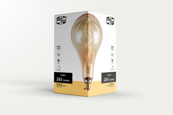 Enamel Shades Vintlux E27 Dimmable LED Filament Lamp 4W AG165 265lm 2200K Kyodai Fira Pear XXL Gold