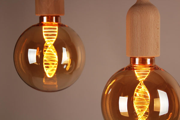 Enamel Shades Vintlux E27 Dimmable LED Filament Lamp 4W G125 110lm 1800K Kyodai DNA Globe XL Gold