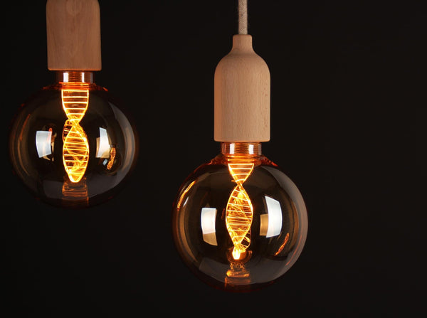 Enamel Shades Vintlux E27 Dimmable LED Filament Lamp 4W G125 110lm 1800K Kyodai DNA Globe XL Gold