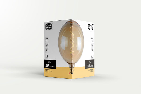 Enamel Shades Vintlux E27 Dimmable LED Filament Lamp 4W G200 265lm 2200K - Kyodai Loft Globe XXL Gold