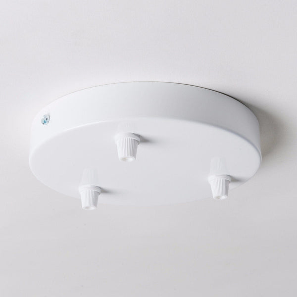 Enamel Shades White Steel Ceiling Rose Large 160mm - 3 Outlets
